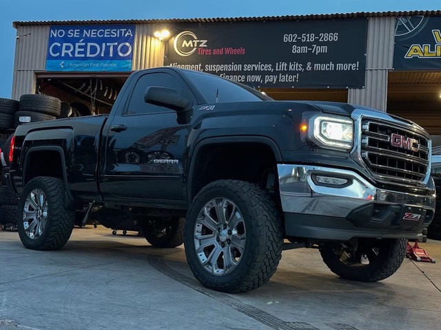 GMC Sierra Z71 — Lift Kit + Polished Chrome Wheels, built at MTZ Tires and Wheels